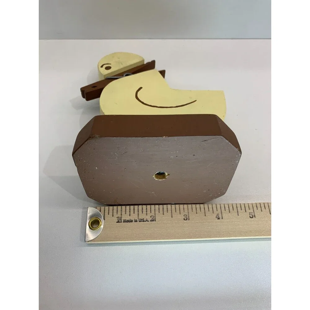 VTG Handmade Wood Duck Recipe Card Holder Clothespin Cottage Kitchen Decor Art